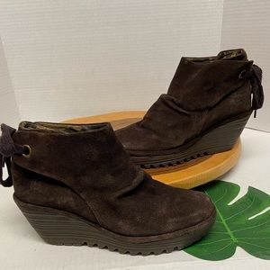 Fly London Leather Wedge Ankle Booties